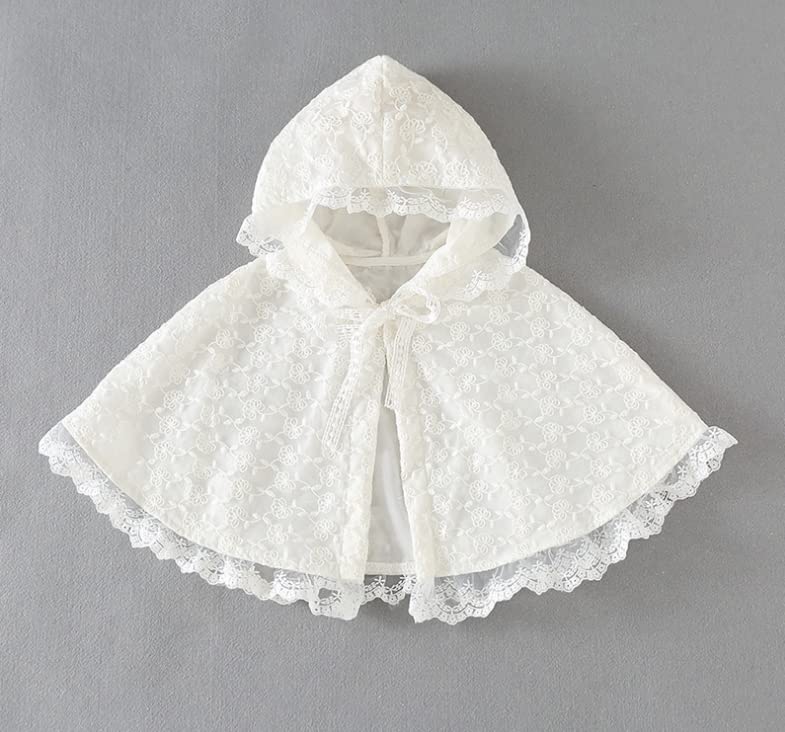 SLINX Baby Poncho with Princess White Floral for Outing Cold UV Outerwear Hood, Coat, All-Lace, Print, Children's Cloak/Cape Girls, Cloak, Protection,
