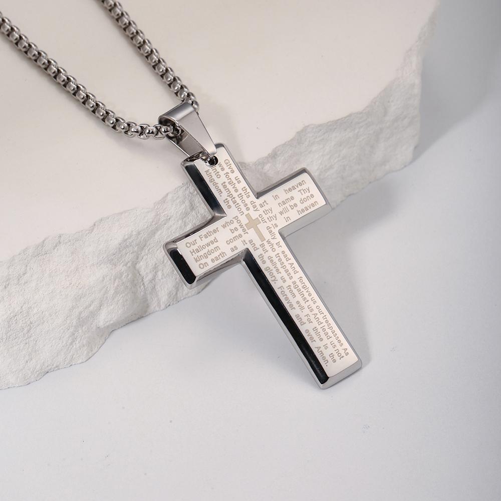 Collier Homme Spiritual Male Minimalism Stainless Steel Necklace Man's Jesus Cross Necklace for Man Collar Hombre