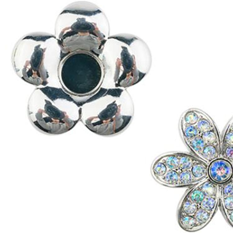 Crocs Floral Shaped Zinc Alloy Acrylic Shoe Accessories Unisex Accessories Silver 10013258