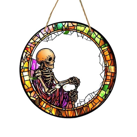 

Ведьма Подвесное Украшение Витражный Акрил 2D Ловец Солнца Ведьма на Луне Орнамент для Дома Комнаты Окон Стен Садов Автомобилей 15 cm F