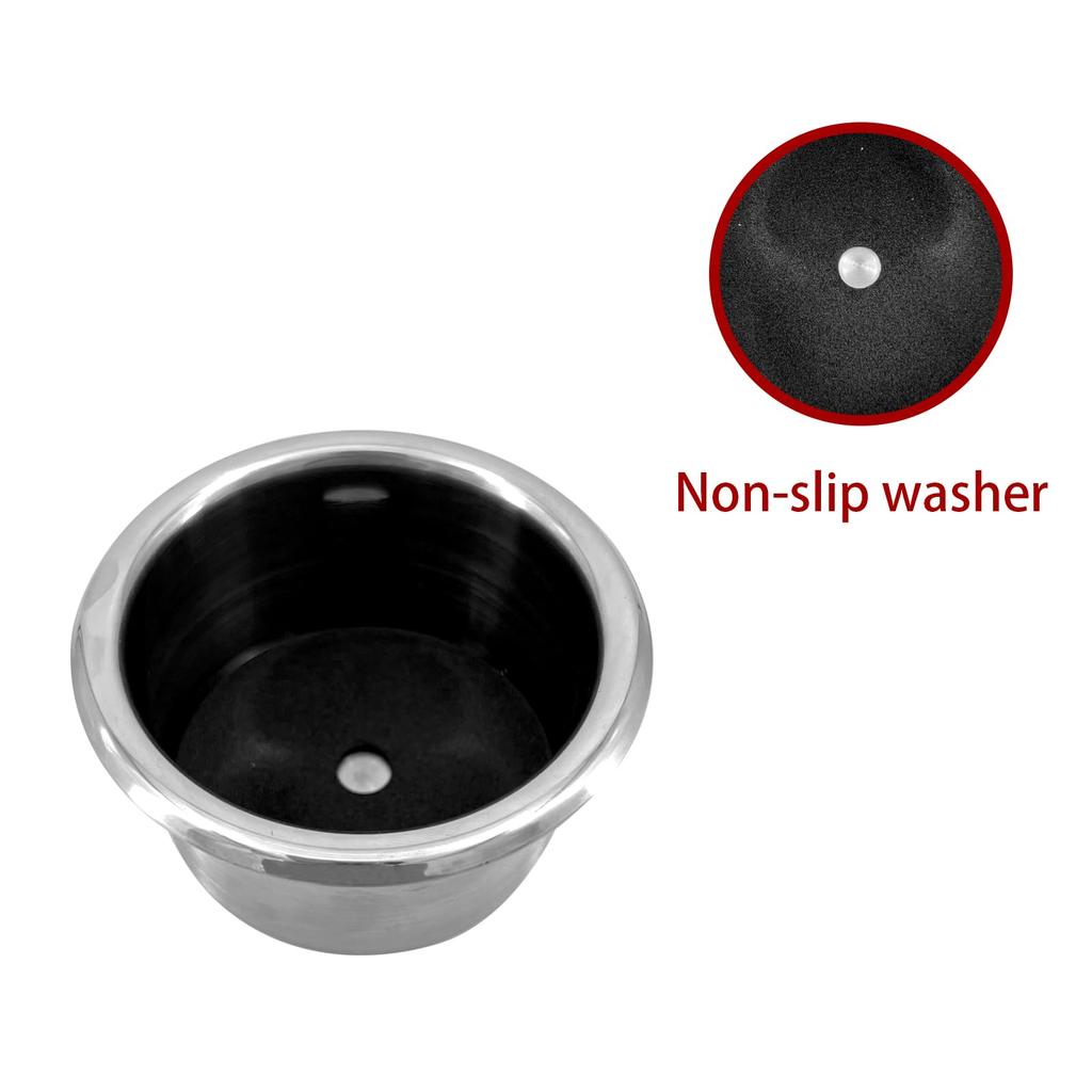 ISURE MARINE Stainless Steel Cup Holders with Heavy for Poker Fits Standard Soda for and 3-inch Spill-Proof (4-pack) Non-Slip Washers, Duty, Tables,