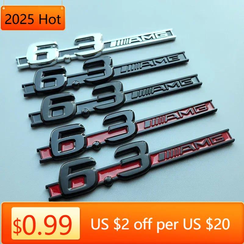 fzpxb5 2025 Hot 2pcs 2013 Old Flat Letters Numbers ABS Emblem for Mercedes Benz C63 6.3 AMG Bar Car Side Fender Logo Sticker Chrome Bla