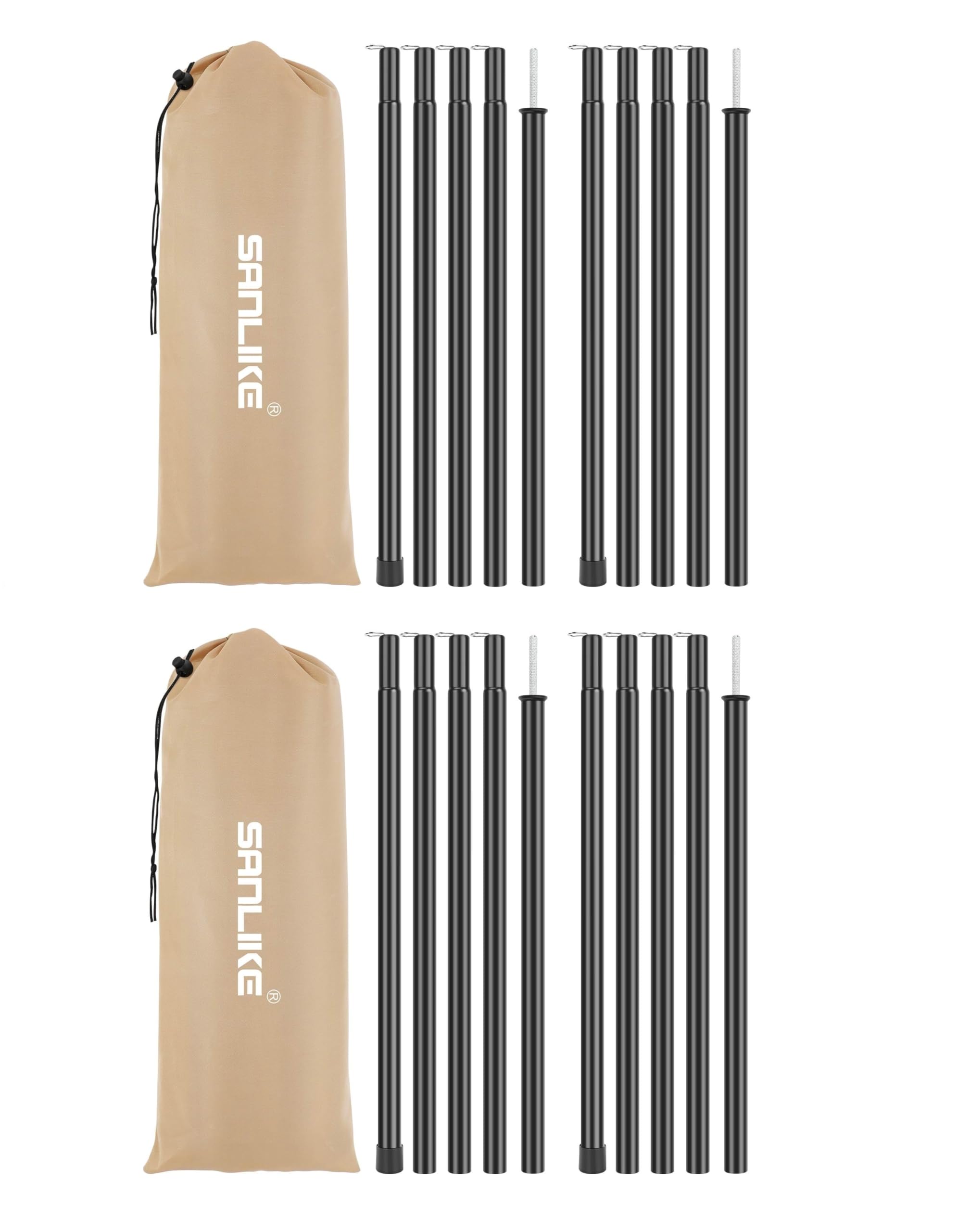 

SANLIKE Tarp Pole, Tent Pole, Diameter 19mm, Length 2.0m, 5 Joints, Steel Sub-Pole, Camping Equipment, Outdoor Setup, Camping Pole (Set of 4)