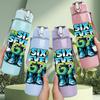 1PC Be Six Be Seven Bright Graffiti Print 750ml Color Plastic Sports Water Bottle Leakproof Flip Straw Lid Suitable for Sports Office Home Use
