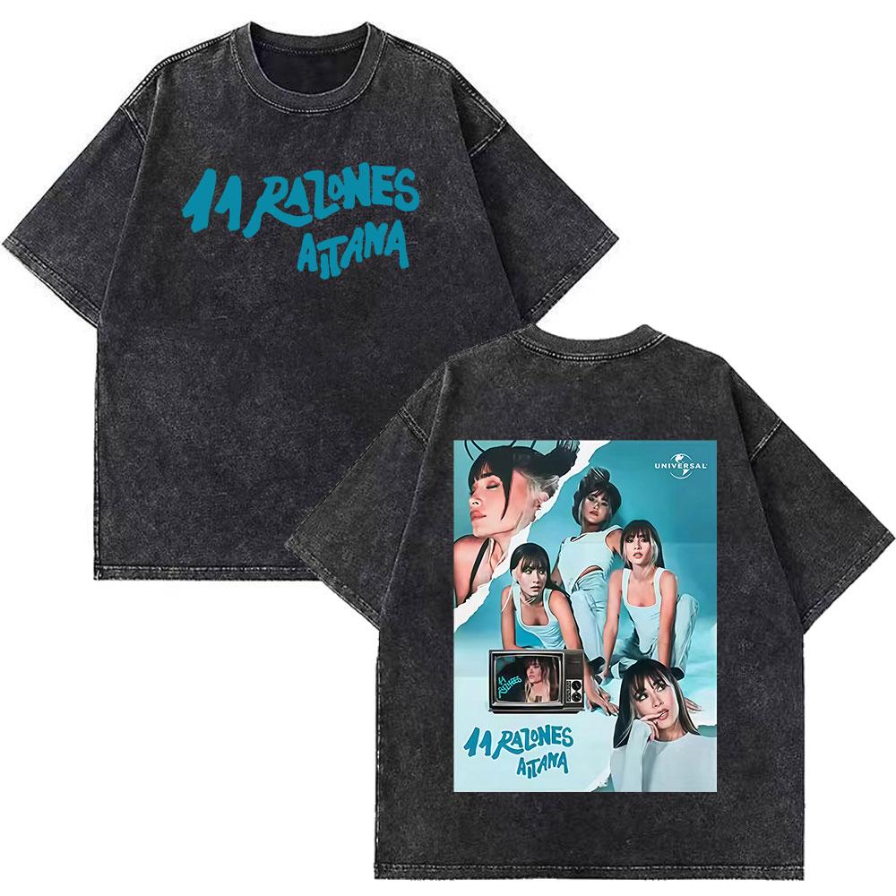 Damen Sängerin Aitana Ocana Tour Retro gewaschene T-Shirts Damen Harajuku lässige T-Shirts Sommer Baumwolle lässige ästhetische T-Shirts