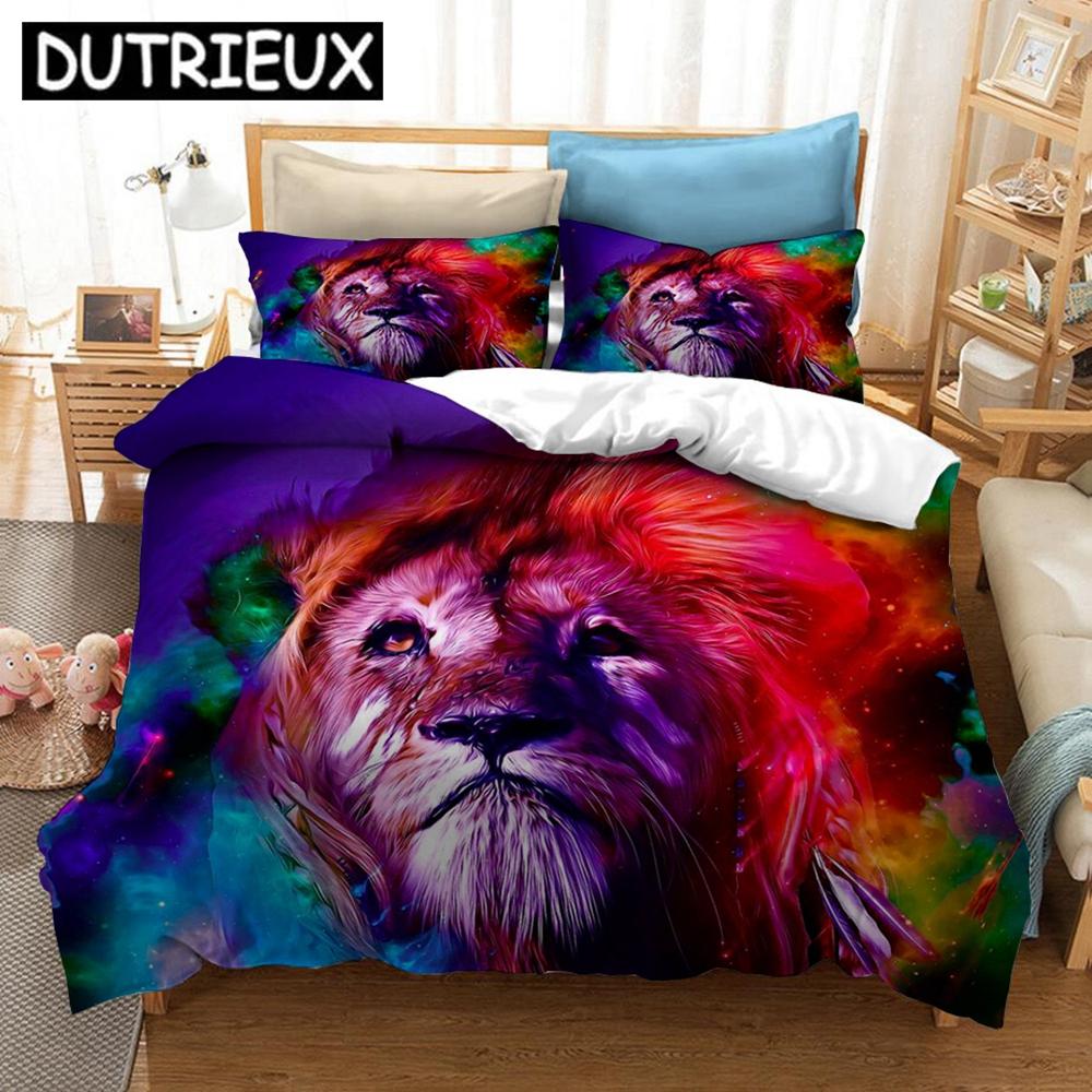 

Animal Series 3D Printed Peacock Lion Dog Bedding Set Duvet Covers Pillowcases Comforter Bedding Set Bedclothes Bed Linen (135x200cm)