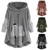 Women's And Winter Casual Color Plush Warm Hooded Plus Size Jacket