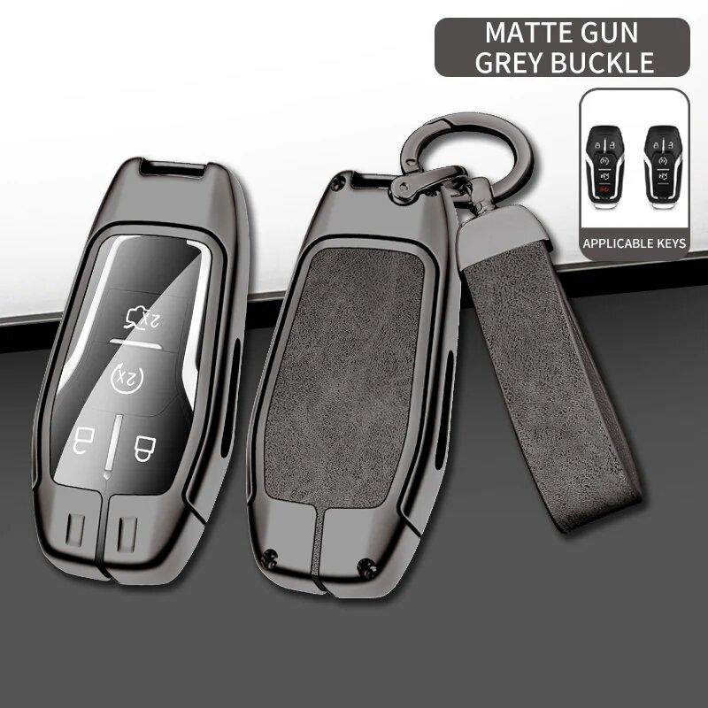 Zinc Alloy Leather Car Key Fob Case For Ford Mustang  Fusion Explorer Mustang Edge F-150 Keyless Key Fob Accessories