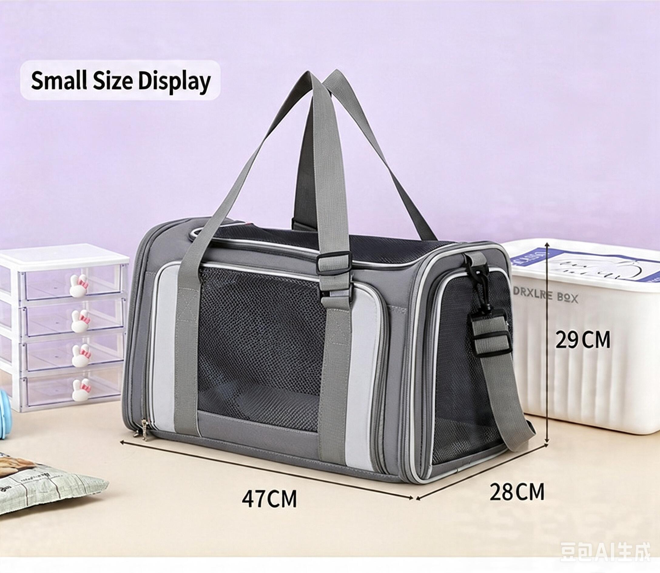 Foldable Large Cat Carrier Bag, Breathable Pet Travel Carrier with Shoulder Strap, Car/Airline Portable Soft-Sided Cat Crate