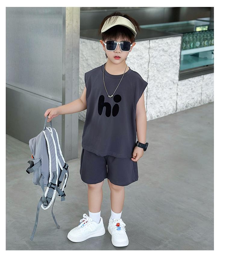 Boys' Summer Vest Set, Children's Summer Sleeveless Thin Style Children's Clothing, Fashionable and Stylish Summer Wear 2026 New Item