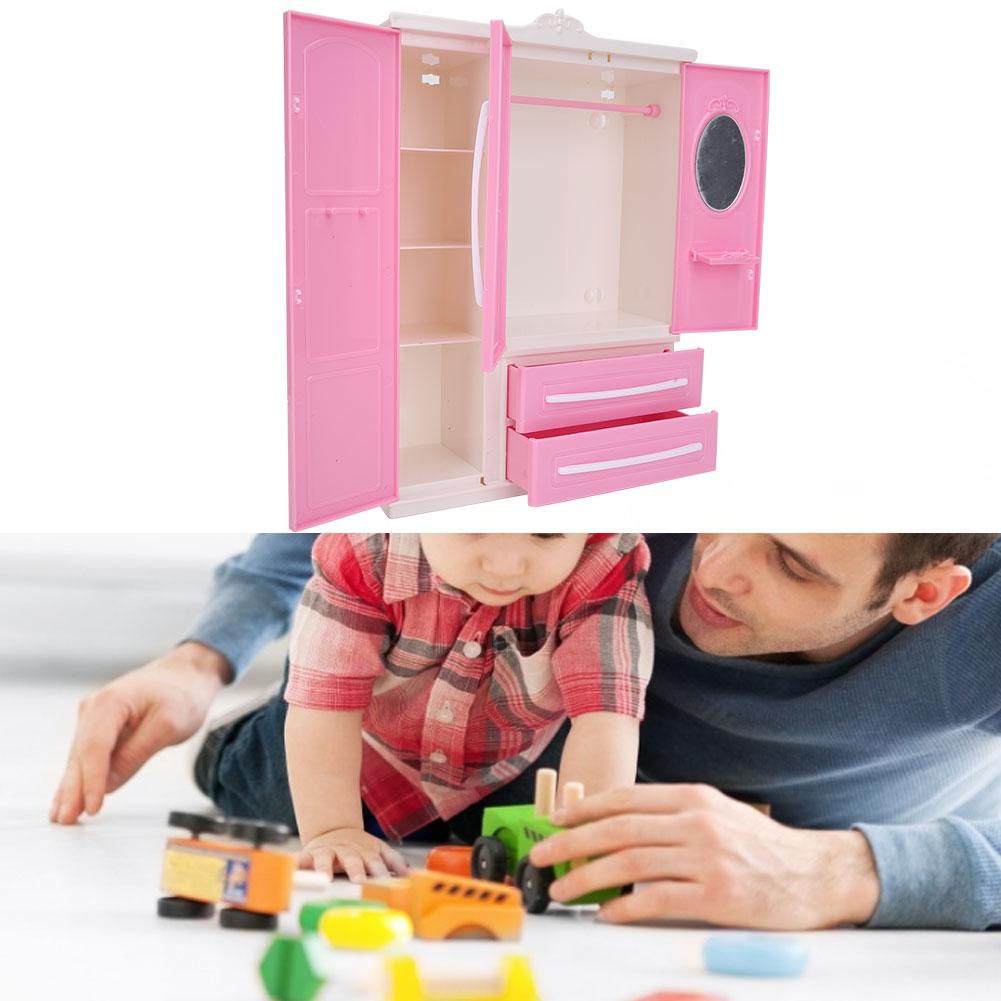 3-Door Dollhouse Wardrobe Dolls Furniture Accessories for Dolls Girls Toys Gift