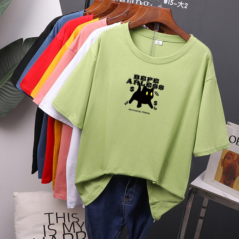 Cat Animal Pet Love Style Clothes Summer Female T-shirts Short Sleeve Ladies Print Fashion Women's Clothing Graphic Tee