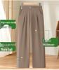 Stylish Ice Silk High Waisted Pants for 50-Year-Old Women - Loose, Elastic, Straight-Leg Summer Casual Wear