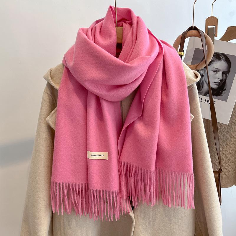New imitation cashmere scarf women's autumn and winter versatile solid color khaki warm scarf shawl men