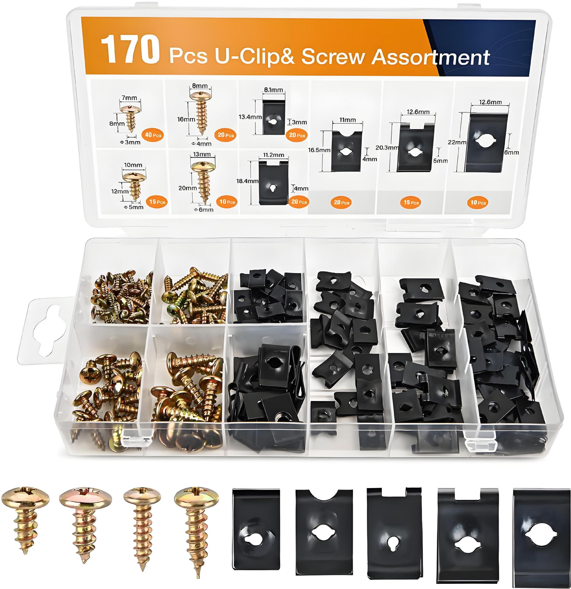 

170pcs nut kit dashboard U screw clip car and shape clip combined with suitable parts internal shape gasket