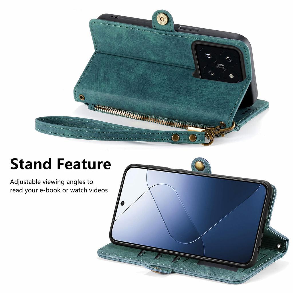 For Xiaomi 14T Case Zipper Wallet Geometry Lines Leather Phone Cover