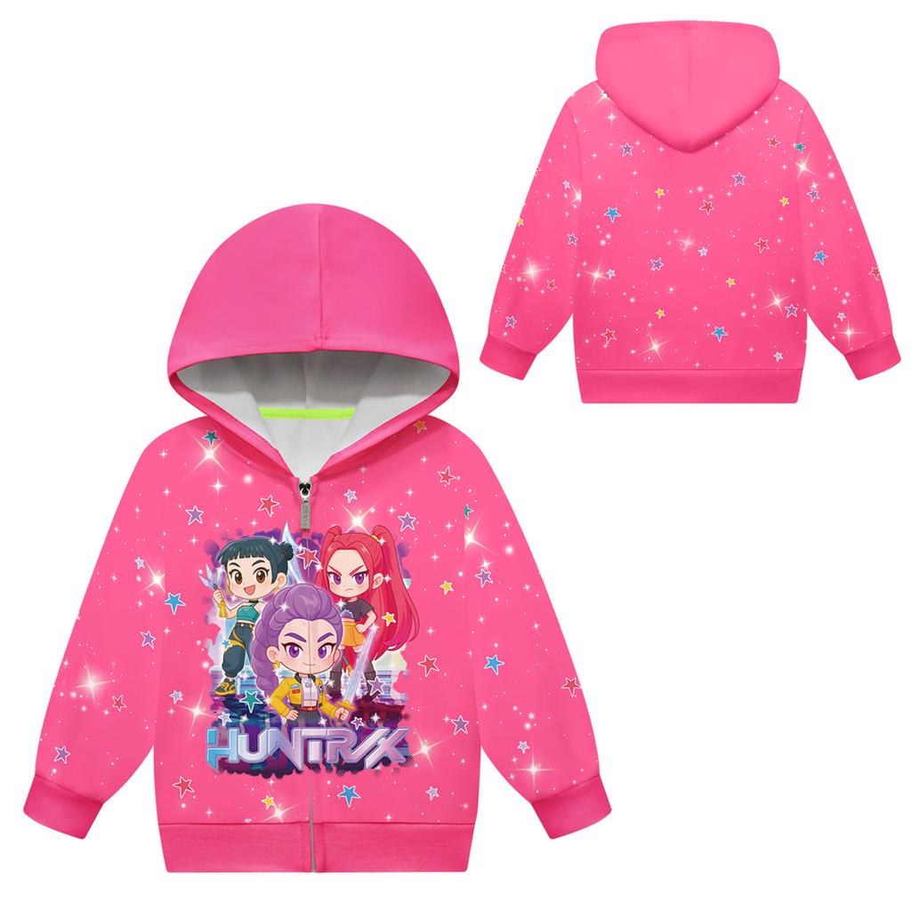 Girls Hoodie 3D Cartoon Jacket Sweatshirt Music Zip Hooded Long Sleeve Tops