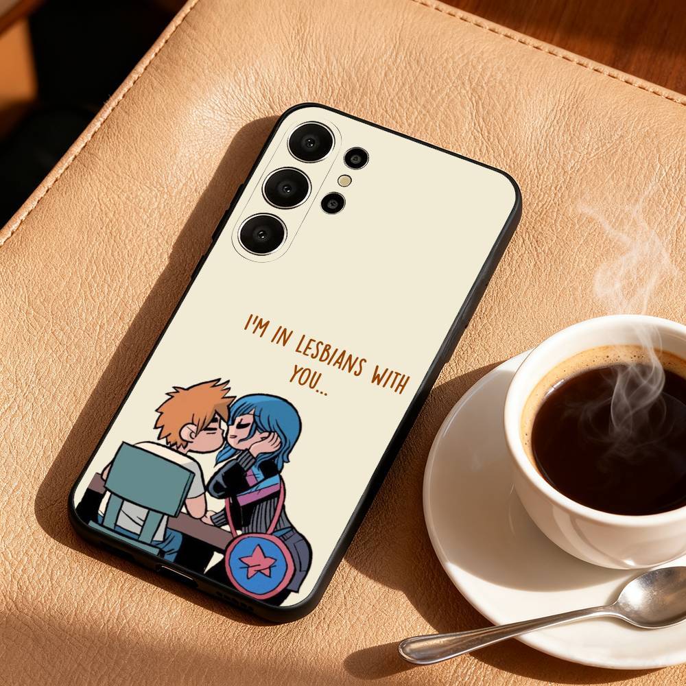 Anime S-Scott P-Pilgrim Phone Case For Samsung S26,S25,S24,S21,S22,S23,S30,Ultra,S20,FE,Lite,10,9,Black Cover