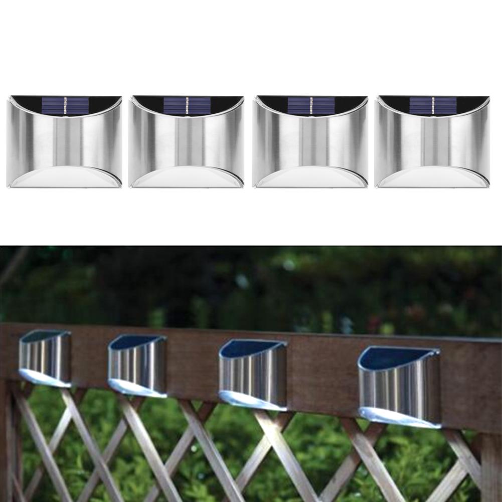 4 Stück Set Edelstahl Solarstrom LED Wandleuchte Lichtsteuerung für Gartenhofbeleuchtung