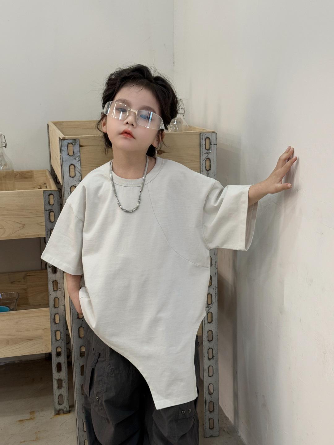 

Детская футболка с коротким рукавом для мальчиков, нестандартная, тяжелая, модная, свободного кроя, с круглым вырезом 110 cm абрикосовый