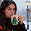Christmas Coffee Cup Christmas Tree Elk Stocking Gingerbread Man Mug 260ml Dishwasher Microwave Tea Cocoa Cup for Home Office Outdoor Use