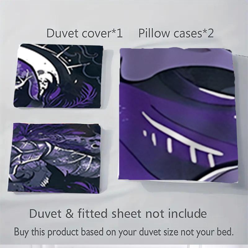 3pcs Shadow Warrior Purple Feather Home Decor Bedding Set-Universal Three-Piece Suit for Bedroom, Guest Room, Living Room, Hotel-Perfect Gif