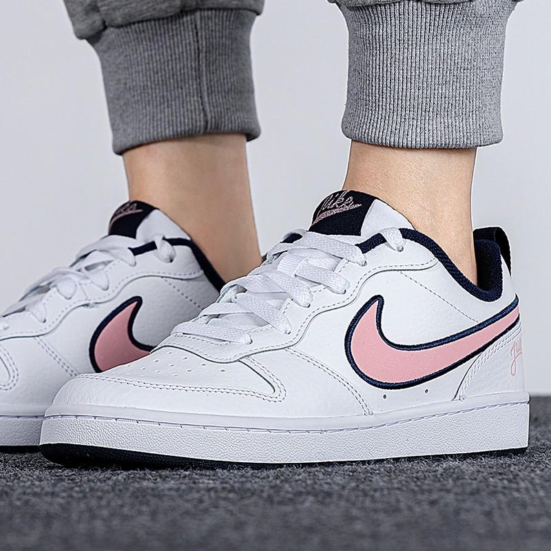 Nike Court Borough Low 2 SE Leather Casual Comfortable Slip-Resistant Lightweight Shock Absorbing Low-Top Kids Skate Shoes Kids sneaker DB3090-100