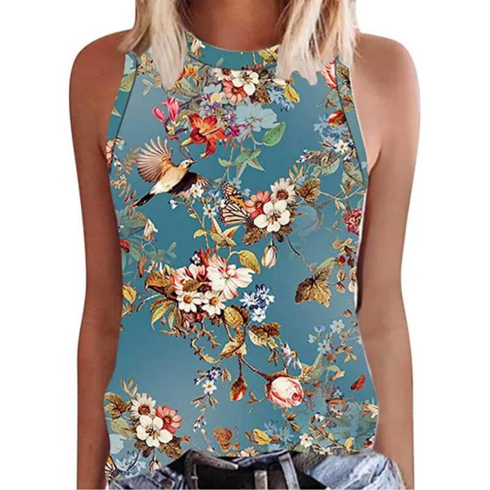 

Женская футболка без рукавов с 3D цветочным принтом, уличная одежда, топ в стиле Y2K, майка без плеч, сексуальная женская футболка 4XL