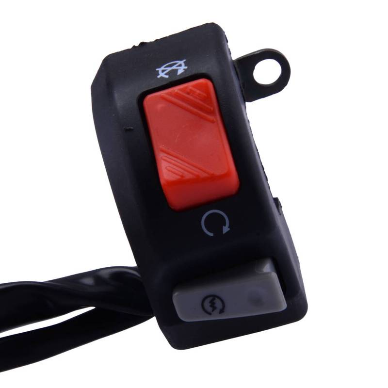 12V 7/8" 22mm Handlebar Motorcycle Headlight Fog Light Horn ON OFF Start Kill Switch 6 Wire Black