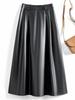 Women's Haining Lambskin A-Line Midi Skirt - High-Waisted, Slim Fit with Large Hem, Elegant Design