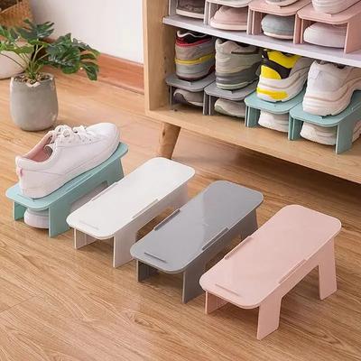Shoe Slots Organizer Double Layers Gradient Anti-slip Shoe Holder Detachable Anti-crack Save Space Stable Structure Shoe Stacker