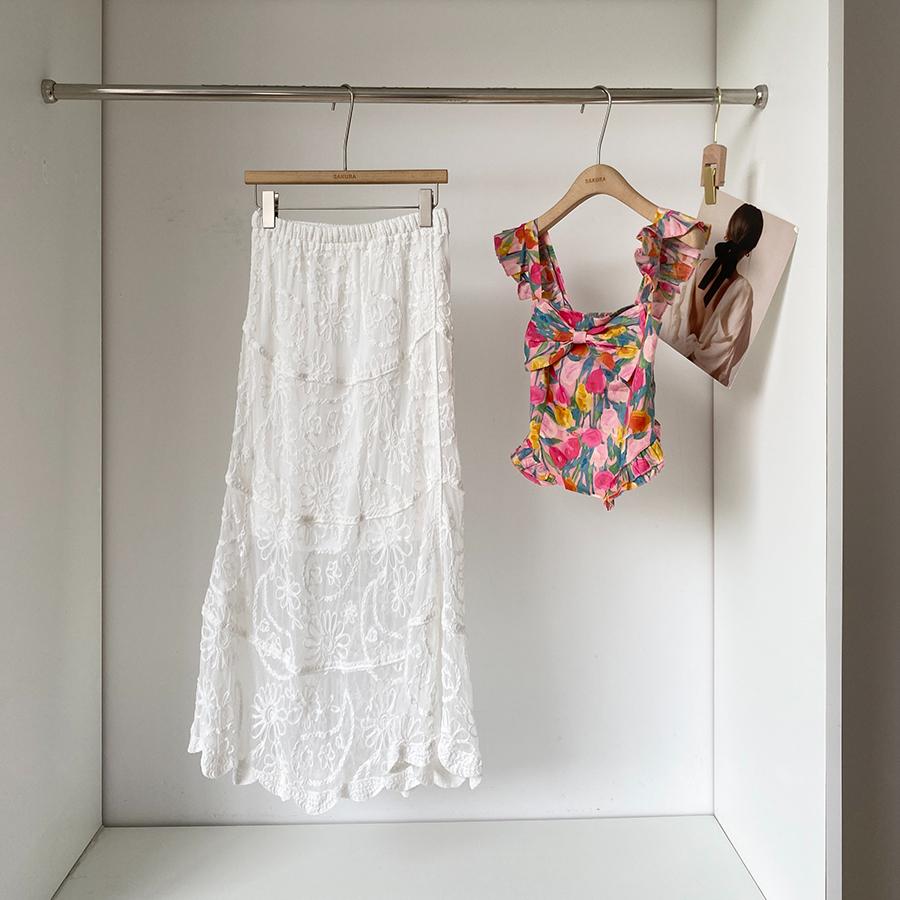 

Dimanaf 2025 Новая праздничная юбка Женская Вязание Кружево Длинная Однотонная Сексуальная Ажурная Летний Стиль Базовое Платье one size белый