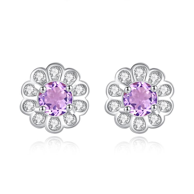 

S925 sterling silver stud earrings women s niche natural crystal stone earrings personalized high-end design jewelry 925 silver