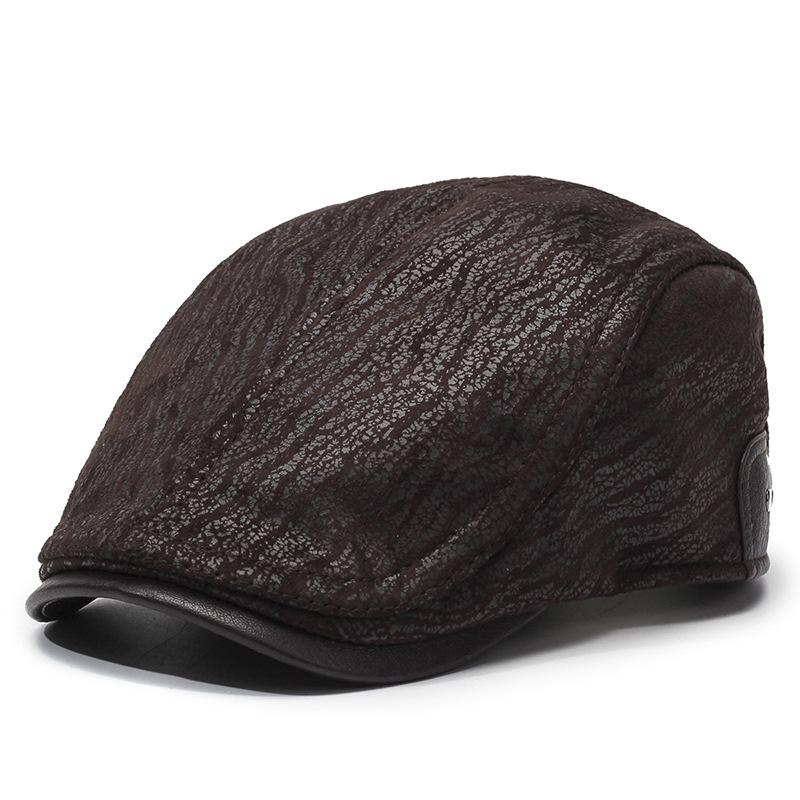 

Шляпа художника в стиле ретро из искусственной кожи, берец, хлопковая шляпа для мужчин среднего возраста, кепка с козырьком, теплая шляпа-шлем Adjustable темно-коричневого