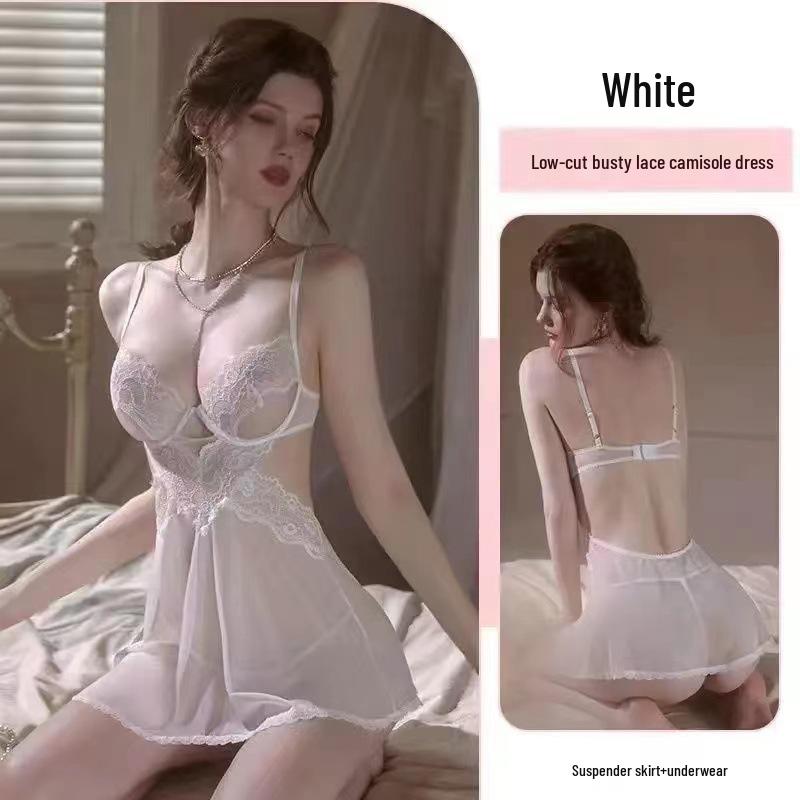 Elegant Lace Push-Up Sleep Dress: Enhances Small Chest