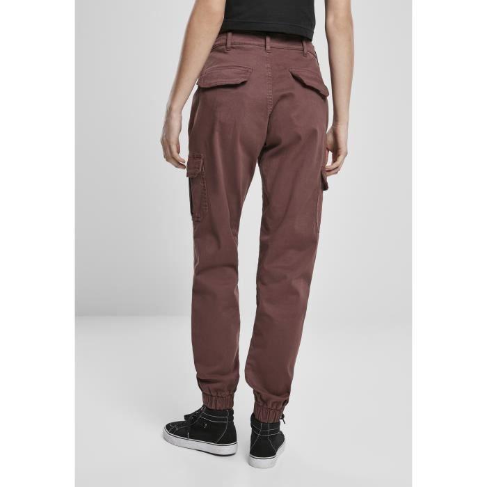 Pantalon Femme - Urban Classics - High Waist Cargo - Bordeaux - Taille Haute - Coupe Cargo