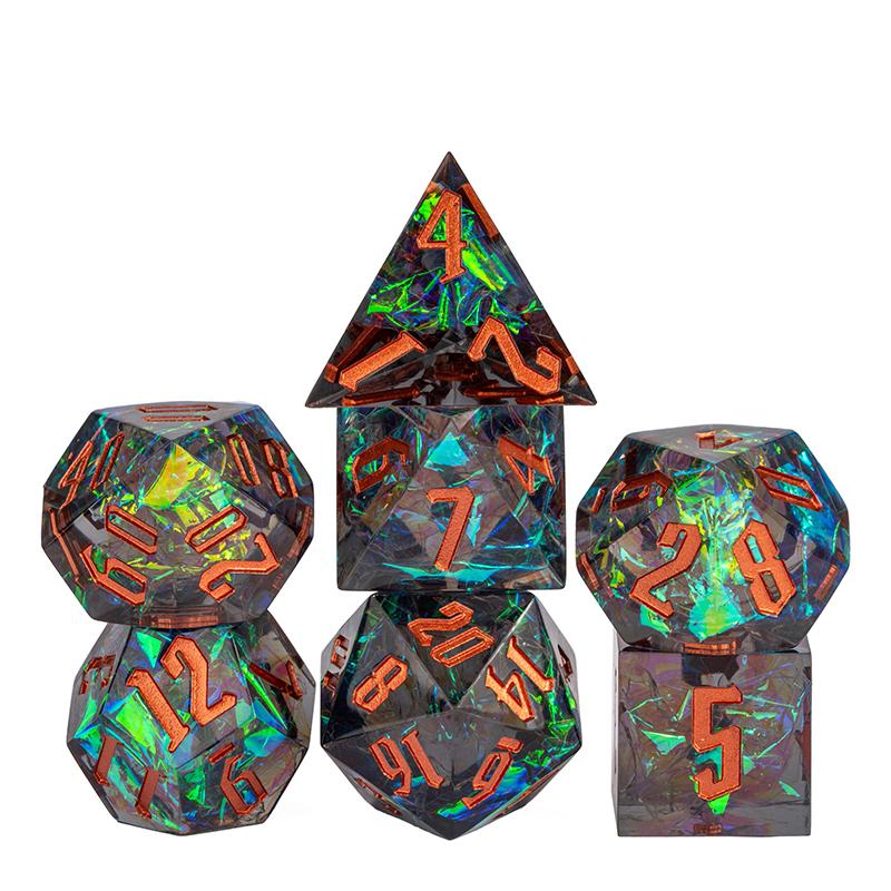 Cusdie Unique DND Dice Sharp Edges D4 D6 D8 D10 D% D12 D20 Polyhedral Dice Set for Dungeons&Dragons Tabletop Role Playing Games