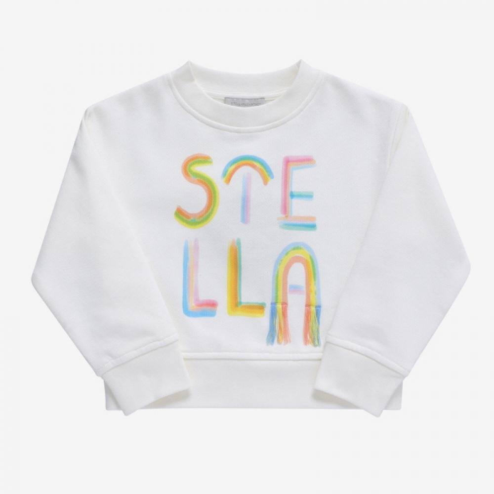 Stella McCartney Tt4a40 Z0447 101 Regenbogen-Logo-Print Kinder-Sweatshirt