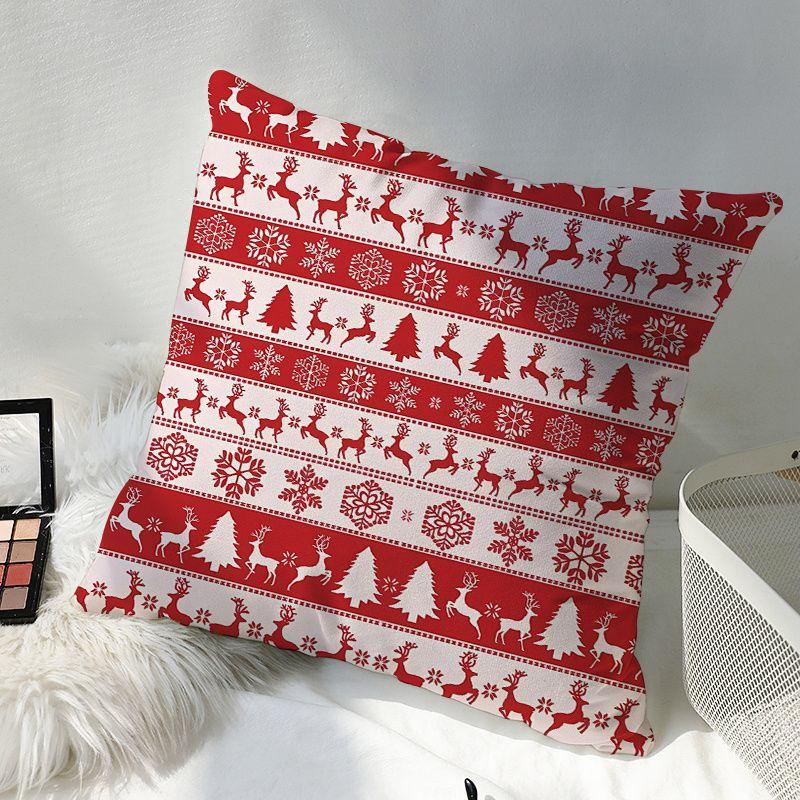 1Pc Christmas Sofa Pillow Ins Red Cushion Nordic New Year Double-Sided Printed Pillow Cover Holiday Decoration Sofa Living Room