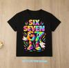 summer short sleeve, cartoon print 2026 personalized digital 67   T-shirt for boys and girls, family style, casual top