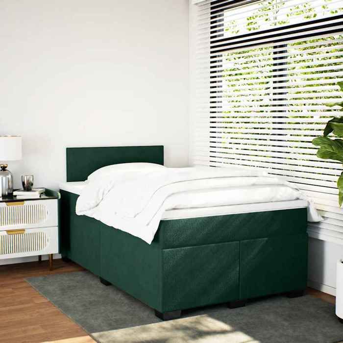 Maison Exclusive - Sommier à lattes de lit et matelas Vert foncé 120x200cm Velours