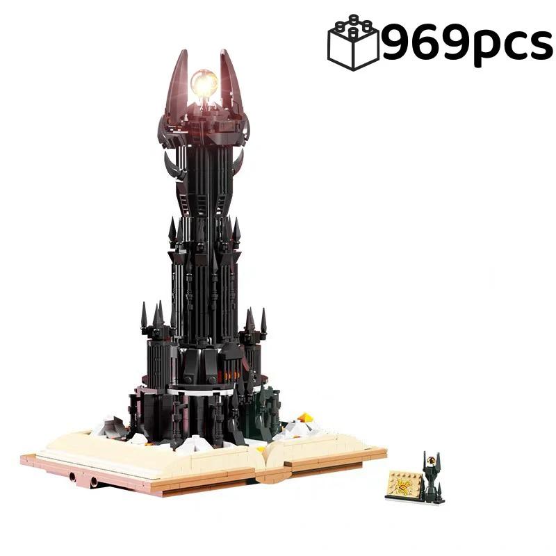 

966PCS Black Tower Magic Book Constructing Pieces Dark Magic Castle Model Assembly Process Bricks Equipped With Lights Kid Play kits Holiday Gifts
