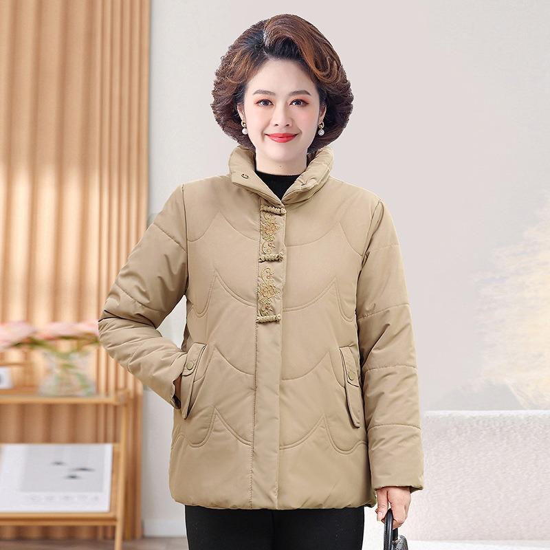Middle Mother Winter Down Cotton-padded Jacket Short Cotton-padded Jacket New Velvet Thickened Thermal Stand-up Collar Cotton-padded Jacket