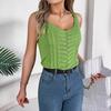HNXC Spring and Summer Casual Solid Color V-neck Cut-out Top Vacation Knitted Sweater Women's Wear