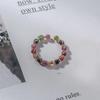 Natural Stone Rainbow Tourmaline Ring Fashion Retro Handmade Metal Wire Winding Beaded Open Adjustable Ring Female Charm Jewelry
