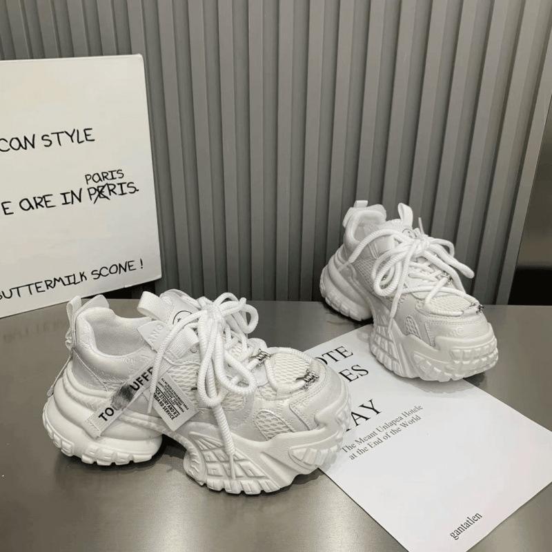 Korean version of retro slim dad shoes women's 2025 new breathable mesh polished thick-soled lightweight casual sports shoes