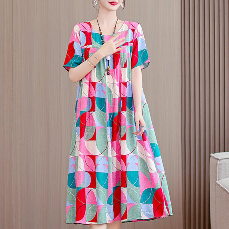 Summer Oversize Dresses Elegant Short Sleeve Plus Size Long Dress Women