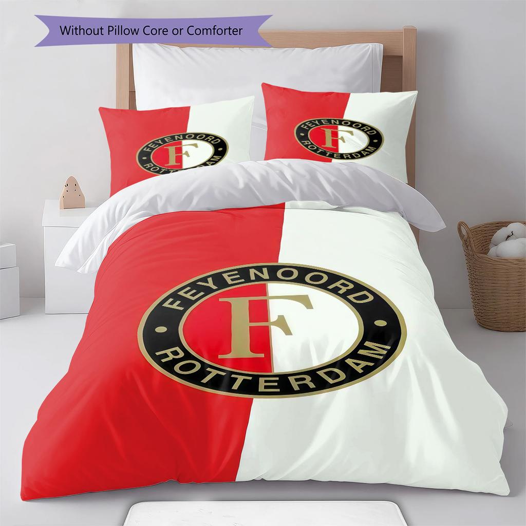 Feyenoord logo Pattern Bedding Quilt Set Quilt Cover Pillowcase Home Decoration Birthday Gift (1 * duvet cover + 2 * pillowcase, without core)