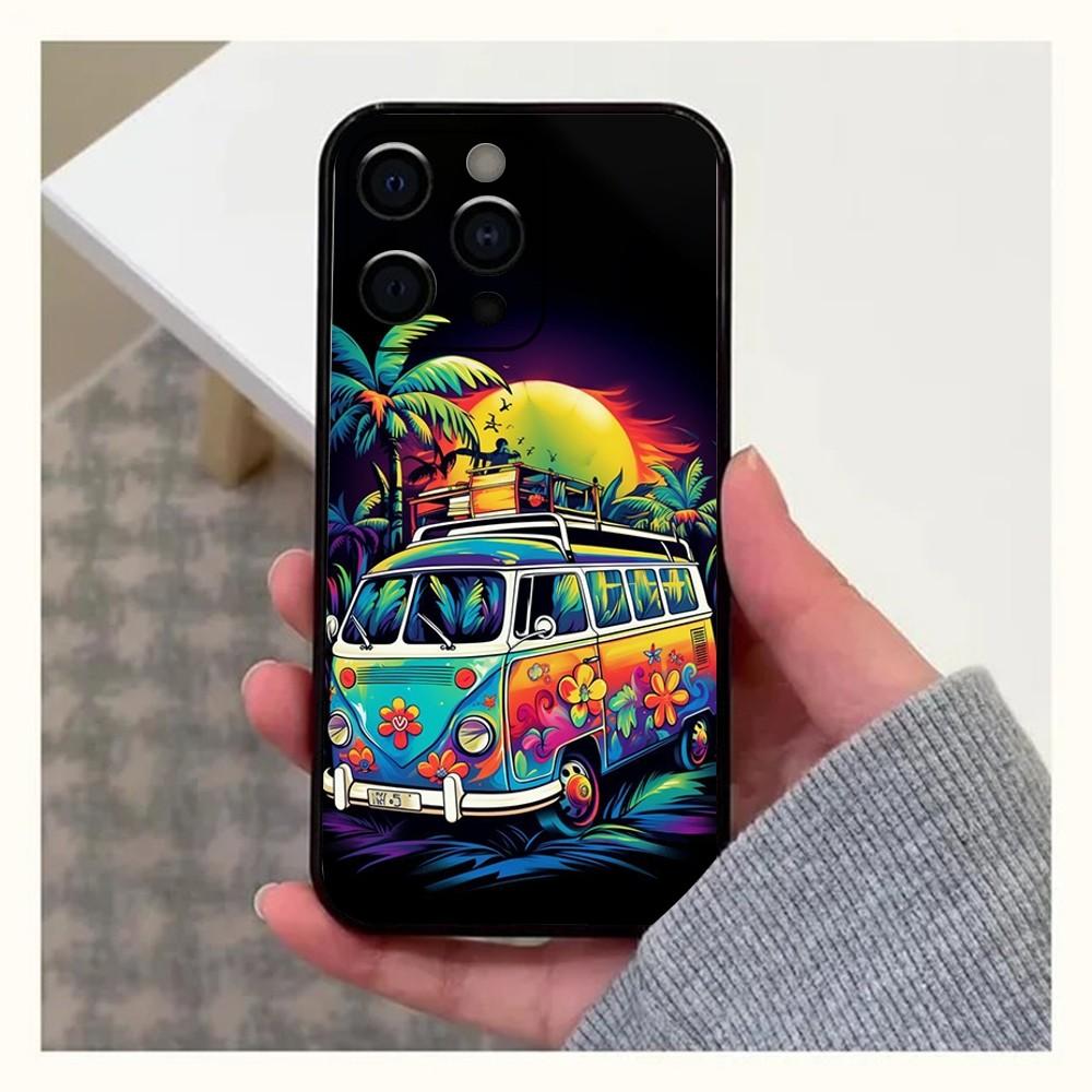 Combi Van Surf Phone Case For Apple iPhone 15,14,13,12,11,Pro,X,XS,Max,XR,Plus,Mini Soft  black shell