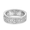 Jeulia Lace-Inspired Engraved Eternity Hawaiian Jewelry Ring with Moissanite, Sterling Silver 925, GRA Certified (Moissanite, 18)